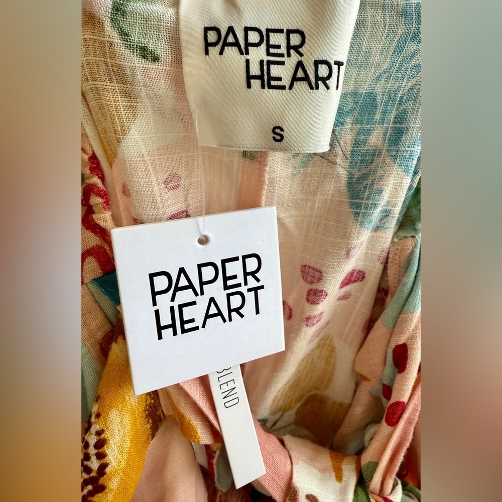 PAPER HEART Linen Blend “Pink Fruit” Maxi Dress - Picture 4 of 5